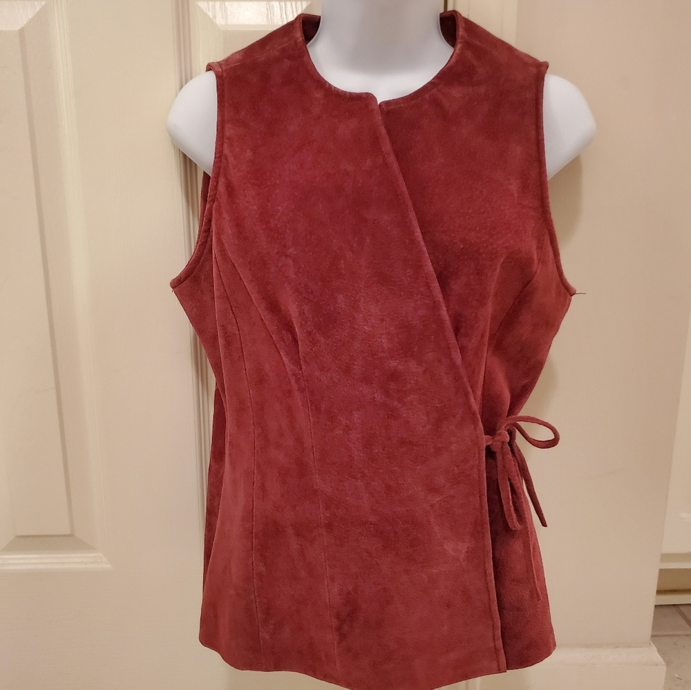 Ladies Genuine Leather Wrap Vest